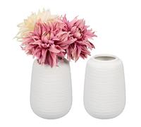 Relaxdays Set 2 Vasi in Ceramica Decorativi, Vasetto per Fiori Freschi, Centrotavola HxD: 15x10 cm, Decorazione, Bianco