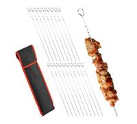 Set 20 Spiedini Barbecue Acciaio Inox Spiedi Griglia Carne Accessori BBQ 39 cm