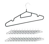 Relaxdays Grucce Appendiabiti, Set 24 Appendini Gommati Antiscivolo, Barra Appendi Pantaloni, Portacravatte, Ferro, Nero, HLP: 18,5 x 40,5 x 0,5 cm