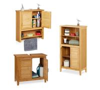 Relaxdays Set 3 accessori bagno LAMELL