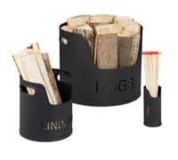 Relaxdays Set 3 borse porta legna da interno