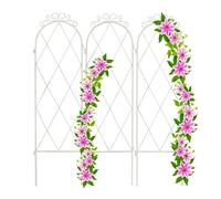 Relaxdays Grigliato per Rampicanti, Set da 3 Griglie in Metallo, HxL 92x27,5 cm, Supporto per Edere e Rose, Bianco