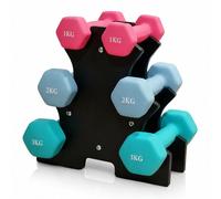 Relaxdays Set 3 paia manubri 1-3kg con base