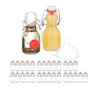 Relaxdays Set 30 Bottigliette in Vetro per Bomboniere Liquori o Olio, Bottiglie 50 ml, con Tappo Ermetico, Trasparente, Acciaio Inox