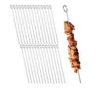 Relaxdays Set 30 Spiedini in Acciaio Inox per Barbecue, Spiedi da Griglia per Carne e Verdure al BBQ, L: 28cm, Argentato