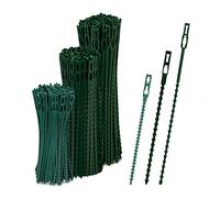Relaxdays Set 300 Fascette da Giardinaggio, Lacci in Plastica per Pomodori, Filo per Piante Rampicanti, Multiuso, Verde, 14, 17, 23 cm