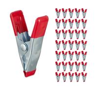 Relaxdays Maxi Set da 36 Morsetti a Molla, 20mm, Pinze per DIY, Fai da Te, Falegnami, Metallo, Mollette Piccole, Rosso