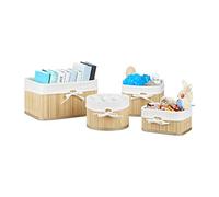 Set di 4 cestini portaoggetti in bambù Scatole organizzative Cestini in bambù