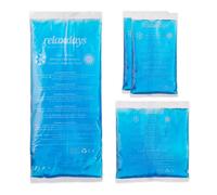 Relaxdays Ghiaccio Gel Termico, 4 Sacchetti Multiuso, 3 Misure, Terapia Caldo Freddo, Cuscinetti Refrigeranti, Azzurro
