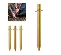 Relaxdays Set 4 Picchetti per Tende, Lunghi 30 cm, Forma a T e Occhiello, Stabile, Resistente, Campeggio e Giardino, Oro