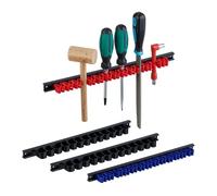 Relaxdays Set 4 Porta Utensili da Parete, Plastica Colorata | Portattrezzi da Muro Ganci Doppi per Attrezzi e Cacciaviti