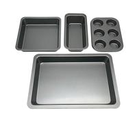 Relaxdays Set 4 pz: Stampo Muffin, plumcake, 2X teglie, Antiaderente, Acciaio al Carbonio