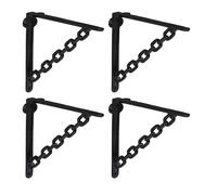 Relaxdays Set da 4 Reggimensola da Muro, Staffe Mensole, 18,5x4x22 cm, Supporti Angolari per Scaffali Industrial, Nero, Ghisa