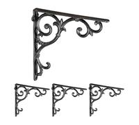 Relaxdays Set 4 Reggimensola da Muro, Staffe per Mensole, HLP: 24,5x4x24,5 cm, Supporti Angolari Ripiani Vintage, Nero