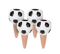 Relaxdays Set 4 Sfere da Irrigazione a Goccia, Coni in Argilla da 100 ml, per Piante in Vaso, Design Calcio, Nero Bianco, Ceramica