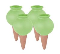 Relaxdays Set 4 Sfere da Irrigazione, Coni in Argilla, 100 ml, Irrigatore Annaffia Piante, in Ceramica, Verde Terracotta, 12 x 6 cm