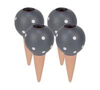 Relaxdays Set 4 Sfere da Irrigazione, Coni in Argilla da 100 ml, per Bottiglie di Plastica da 1,5 L, Grigio Terracotta, Ceramica