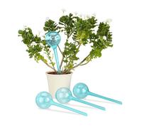 Relaxdays Set 4 Sfere per Irrigazione, Dosatori d’Acqua per Piante da Vaso, Durata 2 Settimane, in Plastica, Azzurro, 4 pz