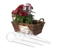Relaxdays 4 Sfere per Irrigazione, Dosatori d’Acqua per Piante da Vaso, Durata 2 Settimane, in Plastica, Trasparente, Set 4X