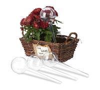 Relaxdays 4 Sfere per Irrigazione, Dosatori d’Acqua per Piante da Vaso, Durata 2 Settimane, in Plastica, Trasparente, Set 4X