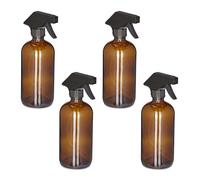 Relaxdays Spruzzino Nebulizzatore, Set 4, 500ml di Bottiglie Spray Vuote, Vaporizzatore Parrucchieri, Pulizia, Marroni, 21 x 9.5 x 7.5 cm