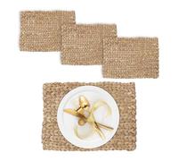 Relaxdays Set 4 Tovagliette Sottopiatto in Giacinto Acquatico, HLP: 1,5x42x30 cm, Placemat Americane in Paglia, Naturale, Fibra vegetale