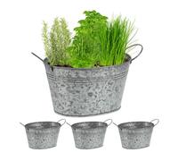 Set 4 vasi in ferro zincato con manici Cassetta decorativa per fiori Impilabili