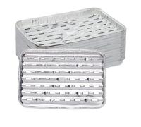 Relaxdays Vaschette in Alluminio per Barbecue, Set da 40, LxP: 34x22 cm, Vassoi Forati per Grill, Fino 260°C, Argentato