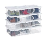 Relaxdays Set 48 box per scarpe coperchio bianco