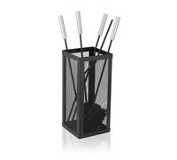 Relaxdays Set 5 accessori per camino, attizzatoio, paletta, nero/argento | Scopa, pinza e supporto