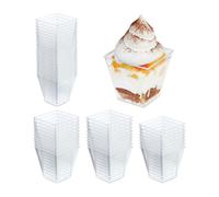 Relaxdays Bicchieri per Dolci al Cucchiaio, Set 50 Mini Tazze da Dessert, Coppette da Finger Food da 210 ml, Trasparente, 7,5 x 7,5 x 7,5 cm