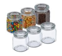 Barattoli set 6 contenitori coperchio vetro alimenti 1300 ml recipienti conserve