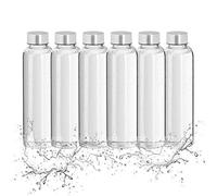 relaxdays Set 6 Bottiglie in Vetro,Bottigliette con Fodera,500ml,Lavabili in Lavastoviglie,Impermeabili,trasparenti/nere