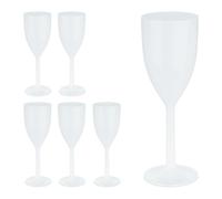 Relaxdays Calici in Plastica, Set da 6 Bicchieri da Vino, Infrangibili, Riutilizzabili, Senza BPA, 220 ml, Flute, Bianco, 21 x 7 x 7 cm