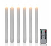 Relaxdays Stabkerzen mit 6er Set di 6 LED, con Telecomando, Timer tremolante, in Vera Cera, Candele Senza Fiamma, Bianco, 30% plastica 70%, Set da 6