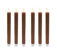 Relaxdays Candele LED, set da 6, HxD: 25 x 2 cm, fiamma tremolante, in cera, scanalate, senza fiamma, caffè