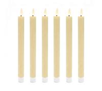 Relaxdays Candele LED a stelo, set da 6, HxD: 25 x 2 cm, fiamma tremolante, in cera vera, scanalate, beige