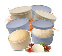 Relaxdays Set 6 contenitori per Pizza in Silicone, capacità 350 g, 6,5x14,5 cm, con Coperchio, Blu/Beige, 6.5 x 14.5 x 14.5 cm