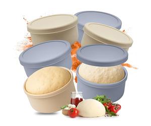 Relaxdays Set 6 contenitori per Pizza in Silicone, capacità 350 g, 6,5x14,5 cm, con Coperchio, Blu/Beige