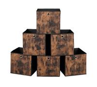 Relaxdays Set 6 scatole in tessuto effetto legno