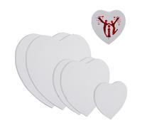 Relaxdays Tela a Forma di Cuore per Pittura Acrilica, Set 6 Canvas da Dipingere, per Acquerelli, Tempere a Olio, Bianco, Cotone