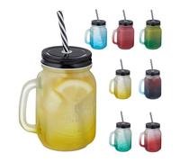 Relaxdays Set 8 bicchieri colorati con coperchio