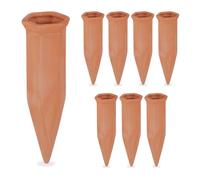 Relaxdays Coni da Irrigazione, in Set da 8, per Piante e Fiori, Innaffiatori per Bottiglie Pet da 1,5 Litri, Terracotta, Ceramica, 17 x 5,5 x 5 cm