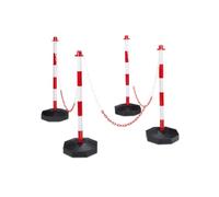 Relaxdays set 8 paletti delimitazione, con catena, plastica, rosso/bianco | base riempibile, HxLxP: 82x28x28 cm, montanti a catena