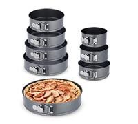 Relaxdays Set 8 Teglie Rotonde per Dolci, Ø 14/16/18/20/22/24/26/28 cm Acciaio Inox Rivestimento Antiaderente, Antracite