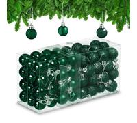 Relaxdays Palline di Natale, Set da 96 Palle Opache, Lucide, Glitterate, HxD: 4x3 cm, Addobbi Albero Natalizi, Verde, 100% plastica