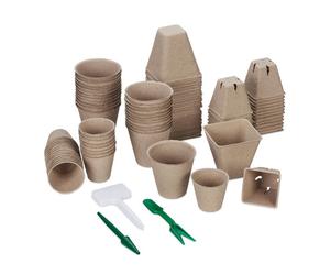Relaxdays Set 96 vasetti con attrezzi per semina