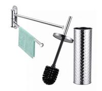 Relaxdays Set Accessori da Bagno, Argentato | Porta Asciugamani con 2 Braccia e Portascopino
