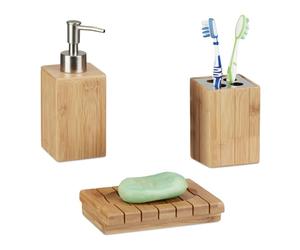 Relaxdays Set accessori da bagno in bambù