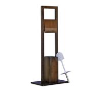 Relaxdays Set accessori WC Piantana da terra portarotolo e scopino in bambù 82 cm Marrone